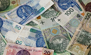 Polish banknotes, diverse denominations, intricate designs, close-up, Narodowy Bank Polski, Polish currency, money, finance, economic, banknotes collection, Polish zloty