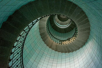 točité schodiště, maják, vibrující, složitý, při pohledu zdola, architektonický design, vnitřní pohled, kroky spirály, interiér majáku, spirální architektura, Design schodiště