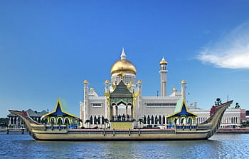 Τζαμί omar ali saifuddien, bandar seri begawan, brunei, Ασία, ταξίδι, χρυσό θόλο, σκάφος, τζαμί, Απόλυτα εκπληκτικά πενιχρά