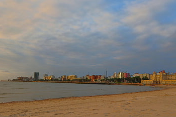 Montevideo, Uruguay, atlantický, pláž, město, krajina, venku, Rio deska, řeka, scenérie, mraky
