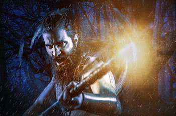 man, warrior, fighter, fire, forest, gun, weapon, anger, brave, nature, character