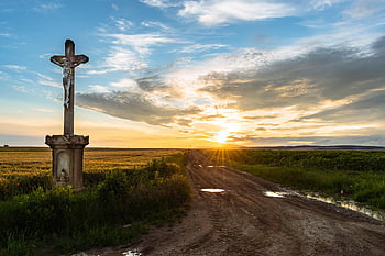 cross, pathway, road, nature, field, Wallpaper 1920x1080, desktop Backgrounds, grass, agriculture, agricultural, clouds