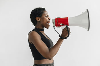 afrikansk amerikansk kvinde, megafon, protest, aktivisme, empowerment, taler, demonstration, social retfærdighed, sort kvinde, stemme, samle