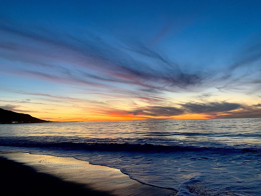 malibu, παραλία, Καλιφόρνια, ακτή, η δυση του ηλιου, ταξίδι, ειρηνικός, τοπίο, φύση, ήλιος, άμμος