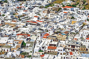 lindos, rhodes, vesnice, vyrovnání, domy, architektura, ostrov, Řecko, cíl cesty, kostel, destinace