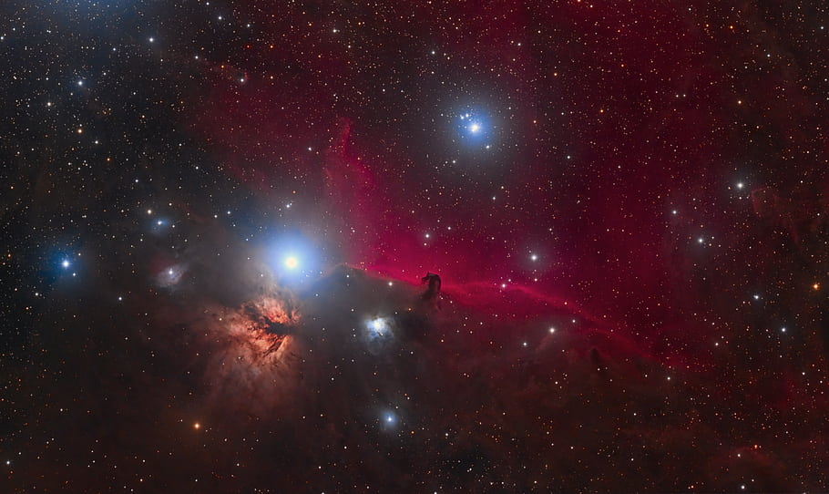 Alnitak, Sigma Orionis, B33, Flame Nebula, Horsehead Nebula, Orion, Belt of Orion, star cluster, molecular cloud, night sky, astronomy
