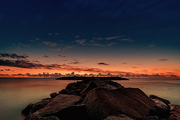 Sonnenaufgang, Langzeitbelichtung, Beleuchtung, Natur, Ostsee, Wasser, Buhne, Wolken