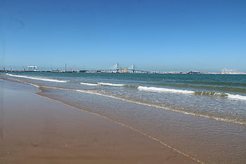 the Port Of Santa Maria, beach, levante Beach, bridge, bridge Of The Constitution, cadiz, sea, spain, nature, andalusia, costa