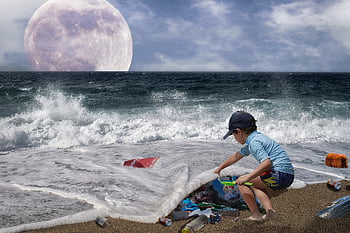 garbage On The Beach, environmental Protection, composing, imagination, garbage, beach, environment, pollution, plastic Waste, ocean, waste