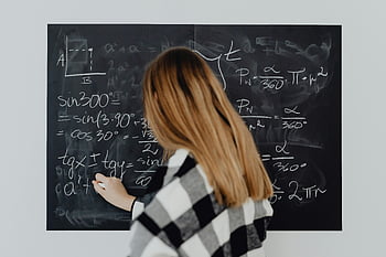 жена, писане, тригонометрия, изчисления, Черна дъска, математически, уравнения, образование, изучаване на, класна стая, учител