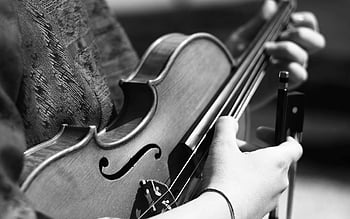 grayscale photography, person playing violin, black and white, musical instrument, close-up, hands, bow, classical music, artistic, musician, performance