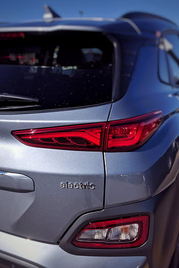 elektrisch, Britisch-Kolumbien, Kona Electric, Hyundai Kona Electric, Kona ev, Myev, Auto, Fahrzeug, Rückansicht, Rücklicht, Blau