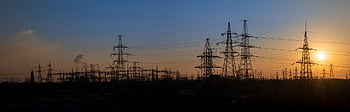 panorama elektrárna, Napětí, vysoký, elektrický, stožár, elektřina, přenos, řádek, průmysl, továrna, průmyslový