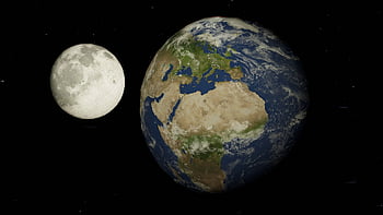 earth, moon, orbit, space, astronomy, 3d, blender, cosmos, galaxy, planet, stars