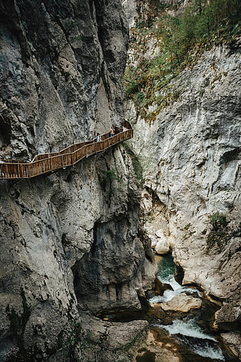 Kanion Hormy, Park Narodowy Gór Kure, indyk, Sceniczny chodnik, Strzał pionowy, kanion, naturalny krajobraz, przygoda poza domem, szlak turystyczny, Rocky Cliffs, widok na rzekę