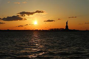 statue Of Liberty, new York City, sunset, usa, nyc, nature, america, city, monument, freedom, political