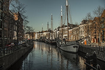 groningen, canal, boats, buildings, water, reflection, houses, old Town, historical, medieval, town