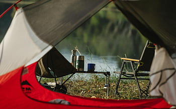 telt, camping stole, River Coast, Lakeside campingplads, termokande, Tranquil udsigt, Camping, udendørs, natur, campingplads, stole
