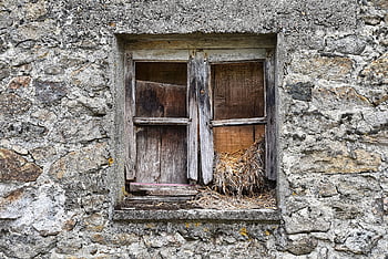window Frame, windows, old, house, wooden, abandoned, destroyed, wall, stone, exterior