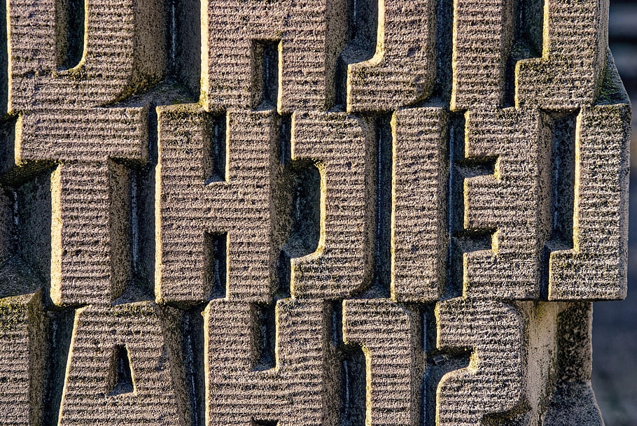 sculpture, words, letters, stone, easy