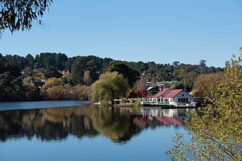 호수, 보트 하우스, 반사, 호수 daylesford, 물, 나무, 집, 건물, 자연, 풍경, 풍경화