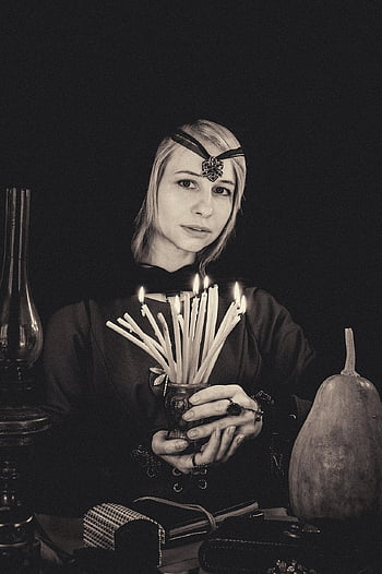 shaman, cosplay, woman, magic, fantasy, witch, healer, ritual, candles, spell, portrait