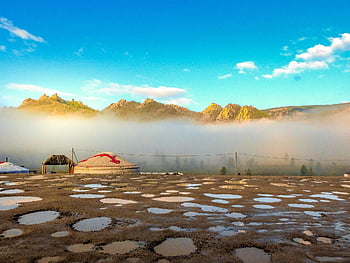 mongolia, mongolian Morning, ger, mongolian House, morning Mist, traditional Mongolian House, ger House