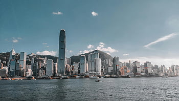 Hong Kong skyline, International Finance Centre, Victoria Harbor, skyscrapers, cityscape, river view, urban landscape, famous buildings, Hong Kong city, beautiful view, waterfront scenery