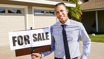 agent imobiliar, semn de vânzare, casă, zi insorita, proprietate imobiliara, vânzare de proprietăți, Vânzare la domiciliu, proprietate rezidențială, în aer liber, semnalizare