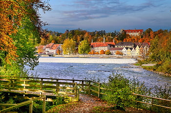 nature, town, autumn, season, fall, barrage, landsberg, trees