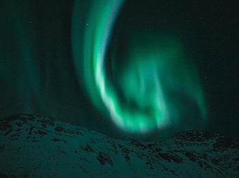 Northern Lights, aurora borealis, night sky, snow-covered mountains, starry sky, green aurora, natural phenomenon, winter landscape, polar lights, night scenery, northern landscape
