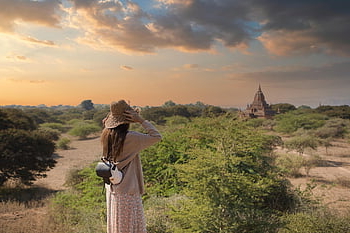 κορίτσι, ταξιδιώτης, bagan, myanmar, burma, Ασία, ναός, ταξίδι, παγόδα, Βούδας, yangon