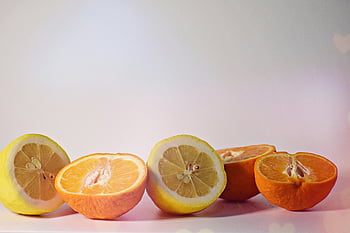 plátky citronů, plátky pomeranče, Čerstvé citrus, Barevné uspořádání, žluté citrony, citrusové plody, zářivé barvy, zdravé jídlo, ovocné fotografie, Citrusové vibrace