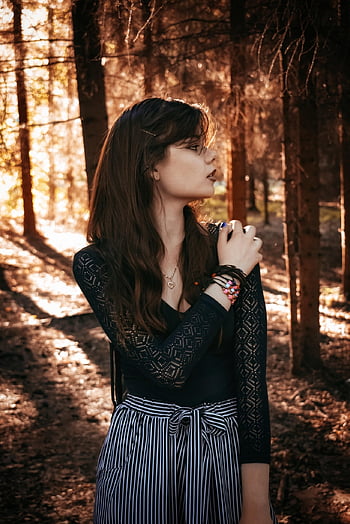 young Woman, forest, story, trees, beauty, nature, mood, landscape