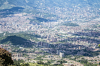city, buildings, hills, houses, view, aerial, landscape, colombia, medellin, antioquia