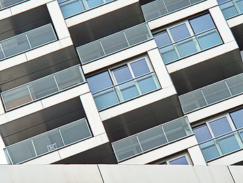 gebouw, balkons, buitenkant, architectuur, stedelijk, appartement, facade, stad, patroon, condo, ontwerp