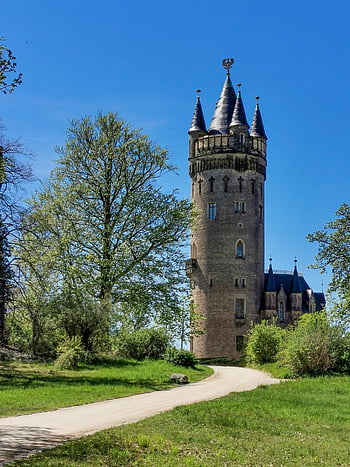 babelsberg, věž, park, hrad, mezník, historický, cesta, silnice, louka, Potsdam, Německo