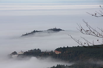 Elsass, nebel, trois epis, le galtz, herbst, hügel, spitzen, frankreich, hiking, pariwisata, cuaca