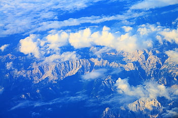 mountains, panorama, clouds, view, nature, sky, from The Air, plane