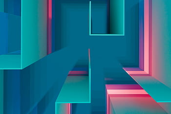 geometric abstract design, teal and pink, vibrant abstract, geometric shapes, abstract art, modern art, abstract background, abstract pattern, abstract composition, depth and dimension, abstract design