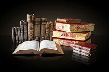 vintage knihy, označené knihy, kniha šarže, odrazný povrch, Témata vzdělávání, Témata literatury, elegantní displej, otevřená kniha, skládaný knihy, starožitné knihy, kniha kolekce