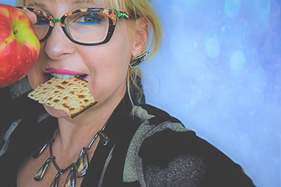 šťastná Pesach, jablko, Pesach, matzo, matzah, zuby, usměj se, pesah, Jeruzalém, kultura, tradiční