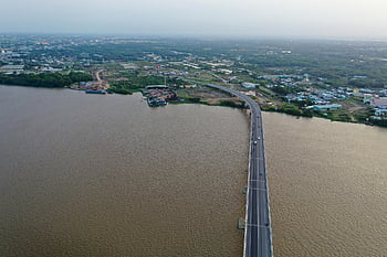 สะพาน, แม่น้ำ, สะพานลอยของฉัน, รถ, เมือง, หมู่บ้าน, ริมฝั่งแม่น้ำ, เวียดนาม, เวียดนามใต้