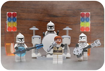 Lego, Star Wars, Kenobi, Clones, band, rock, guitars, drums, stage, fog, Sigma 105mm
