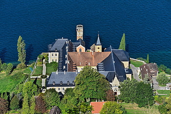 opatství, klášter, Příroda, náboženství, kostel, rozjímání, duchovno, jezero