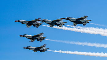 f-16, aereo, spettacolo aereo, volo, thunderbirds, Jet, aereo da combattimento, formazione, militare, aeronautica, noi Air Force