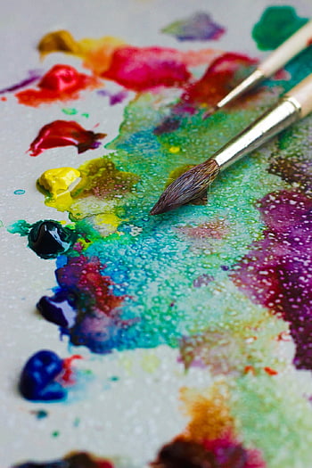 watercolor, paintbrush, palette, canvas, paint, colorful, brush, creativity, painting, hobby, splash