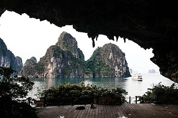 Ha Long Bay, limestone karsts, panoramic view, cave, Vietnam, natural landscape, travel destination, scenic beauty, outdoor adventure, cruise, water body
