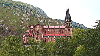 basílica, parroquia, covadonga, asturias, monumento, naturaleza, arquitectura, paisaje