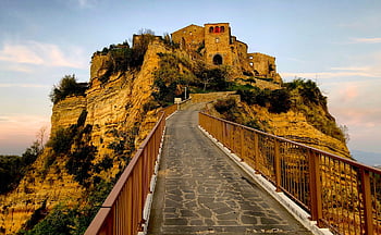 castle, building, stairs, house, middle Ages, civita Di Bagnoregio, civita, village, italy, tuscany, nature